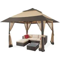 OEM Pabellón de jardín de 4x4 metros con paredes laterales de celosía y techo doble, impermeable y resistente. Tienda de campaña para fiestas