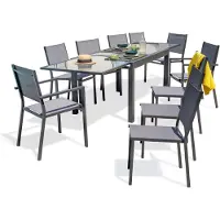 DCB Groupe Juego de comedor para 10 personas, con estructura de aluminio de color y tablero de vidrio