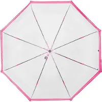 Markenlos Paraguas automático para mujer, transparente, de forma esférica, automático, resistente al viento, grande, con un diámetro de 89 cm y borde rosa