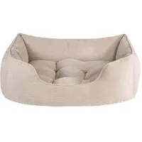 Markenlos Cama cuadrada pequeña para perros y gatos, color beige
