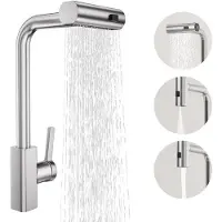 OEM Grifo giratorio de 360 grados con cabezal extraíble, grifo de alta presión, grifo mezclador con 3 tipos de chorro, grifo de acero inoxidable, grifo con acabado cepillado