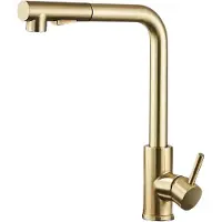 Markenlos Grifo de cocina con doble función, chorro aéreo, desmontable, giratorio de 360 grados, color dorado