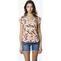 KOROSHI Blusa ecru / aqua / rojo / rojo claro
