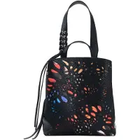 Desigual , Mochila mini mariposa, Poliuretano, Negro, U