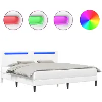 Syfax Estructura de cama Blanco 180 x 200 cm Cuero sintético