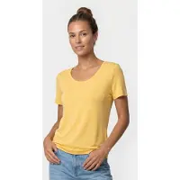 Summum Woman U-neck Top Fine Viscose Yellow Talla: XXL | Camisetas de Seda Outlet | Mujer | Amarillo