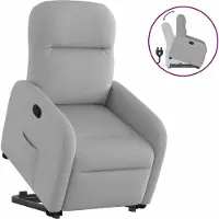 Syfax Sillón reclinable elevable de tela gris nube