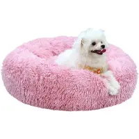 OEM Cama para perros de tamaño mediano, 70 cm. Cama para gatos, cojín redondo de felpa suave, lavable y antideslizante, ideal para perros y gatos de tamaño mediano a grande, color rosa