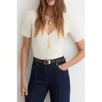 Reiss Scallop Edge Top Ivory Talla: M | Manga Larga Outlet | Mujer | Blanco