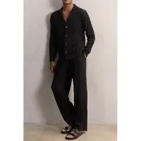 Reiss Plisse Wide Leg Trouser Black Talla: XL | Pantalones Outlet | Hombre | Negro