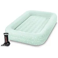 Merkloos Cama de viaje para niños Unyqoos️, 168 x 107 x 25 cm, color turquesa. Incluye bomba de aire y bolsa de transporte. Para niños hasta 22 kg