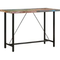 Syfax Mesa alta de hierro y madera maciza reciclada 150x70x107 cm