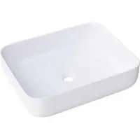 Sanycces Lavabo de encimera rectangular de cerámica blanca, modelo CATANIA