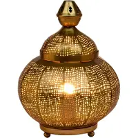 Marrakesch Orient & Mediterran Interior Lámpara de mesa decorativa de estilo oriental, ideal para el dormitorio o la mesita de noche. Lámpara Jamala, color dorado