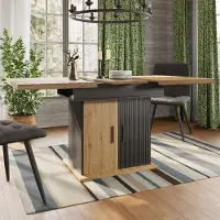 Aiorber Mesa extensible , 110-140x80 cm, mesa telescópica plegable para 4-6 personas con espacio de almacenamiento, estilo retro, color y natural