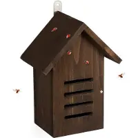Markenlos Hotel para insectos de madera, ideal para escarabajos - 25x185x12 cm - Decoración para jardín, para colgar - color marrón