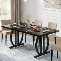 Tribesigns : Mesa de comedor para 4-6 personas, mesa rectangular de cocina de 160 x 80 cm con estructura de metal resistente, muebles modernos para cocina y comedor ()
