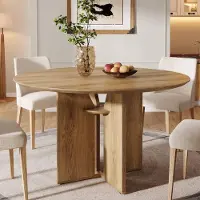 Tribesigns , mesa redonda para comedor, de 100 cm, estilo rústico para cocina, con compartimento de almacenamiento y base estable en forma de X, ideal para comedor, sala de estar y cocina, color marrón