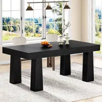 Tribesigns , mesa rectangular para comedor, 160 x 80 cm, mesa de cocina moderna y robusta de madera color negro, ideal para comedor, cafetería o restaurante