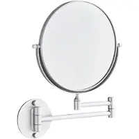 Aiorber Espejo telescópico de aluminio para baño: Espejo de maquillaje para baño, de doble cara, montado en la pared, plegable, ideal para su baño, color plateado brillante