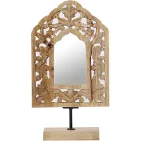 Marrakesch Orient & Mediterran Interior Espejo de pie de madera estilo boho "Akaash" para maquillaje - Modelo 1