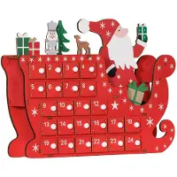 Aiorber Calendario de Adviento con 24 cajones para rellenar, caja de calendario navideño de diseño moderno y reutilizable, color rojo, 22,5 x 8 x 36 cm