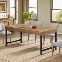 Tribesigns : Mesa de comedor estilo rústico para 4-6 personas, mesa de comedor de 140 cm, mesa rectangular para la cocina con patas de metal resistentes, ideal para el hogar y el comedor