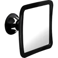Markenlos Espejo para la ducha con succión, ideal para afeitarse, irrompible y giratorio 360°, con 1x de aumento, de 16 cm x 17 cm (negro)