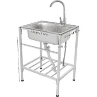 OEM Fregadero de cocina, diseño independiente, grifo con agua fría y caliente, color plateado