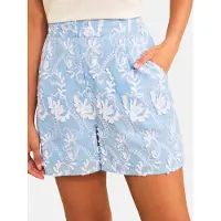 Love & roses Pantalón plisado azul claro / blanco