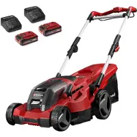Einhell Cortacésped inalámbrico Power X-Change, modelo GE-CM 36/37 Li, 36 voltios, 2 baterías de 18V, color rojo/negro, 2 unidades