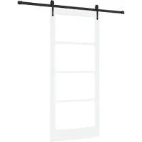 vidaXL Puerta corredera de 93 x 211 cm, fabricada en madera maciza de pino y con panel de vidrio