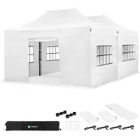 Vonroc Carpa para fiestas – 6 × 4,5 m – Carpa Premium Easy‑Up | Set con 2 carpas, paredes laterales y kit de conexión – Blanco