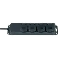 Brennenstuhl , regleta de enchufes, grado de protección IP44, 4 enchufes, color negro, cable de 2 metros, H07RN-F, 3G1,5, referencia 1159960