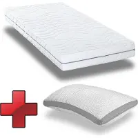 Supportho Colchón de espuma fría ergonómico Supportho Premium, 100 x 200 cm, altura 18 cm, firmeza H2/H3 + Almohada de confort Supportho con efecto gel, 40 x 80 cm