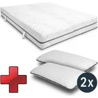 Sleezzze Colchón viscoelástico de 7 zonas, modelo Sleezzz Smart, de 180 x 200 cm, con una altura de 18 cm, firmeza H3, con espuma de memoria Air y 2 almohadas Sleezzz Smart de altura ajustable
