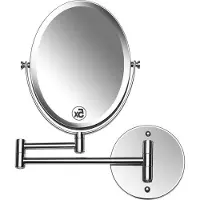 OEM Espejo de pared extensible para maquillaje: doble cara, aumento de 5x, rotación de 360°, brazo extensible de 33 cm, forma ovalada, 17 x 22 cm, pulido