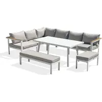 DCB Groupe Conjunto de comedor para jardín de aluminio
