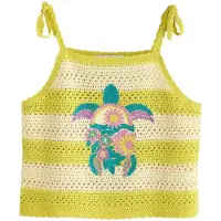Next Top de punto beige claro / azul cian / lima / ciruela