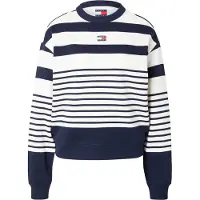 Tommy Hilfiger Sudadera 'Tommy Badge Stripe Relaxed' marino / blanco