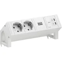 Bachmann Escritorio DESK2, color blanco puro, 2 enchufes CEE7/3, 1 puerto USB-C con carga de 45W, longitud 0,2 metros, acabado RAL9010