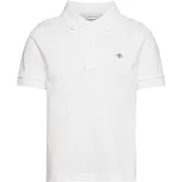 Gant unisex para niños. 802546 Polo de piqué Shield Kids blanco (7/8años= 122/128cm), Casual, Algodón, Manga corta, moda infantil, outl