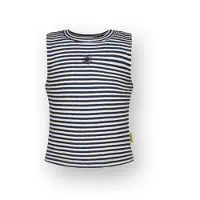 Vingino Girls Basic-crop Rib Top Stripe Top Dark Blue Talla: 2 | Outlet | Unisex | Azul