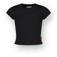 Vingino Girls Basic-crop Rib Tee T-shirt Deep Black Talla: 4 | Outlet | Unisex | Negro
