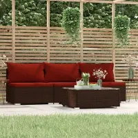 Prolenta Maison Exclusive: Juego de salón de jardín de 4 piezas con cojines, color marrón, fabricado en ratán sintético