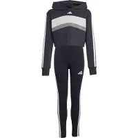 Adidas Chándal 'SEASONAL ESSENTIALS TIBERIO 3 STRIPES FLEECE LEGGINGS' gris oscuro / negro / blanco