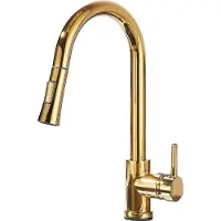 OEM Grifo de cocina, con función de rociador extensible, control de una sola palanca, color dorado