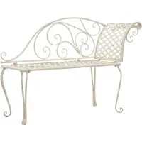 vidaXL : Chaise longue de jardín, 128 cm, metal, color blanco envejecido