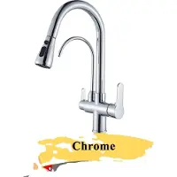 OEM Grifo de cocina, diseño de dos mandos, función de pulverización extraíble, cromo