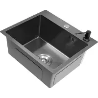 OEM Fregadero de cocina, acero inoxidable, espacio de trabajo con accesorios, color